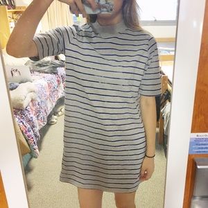 Striped Mock Neck T-Shirt Dress