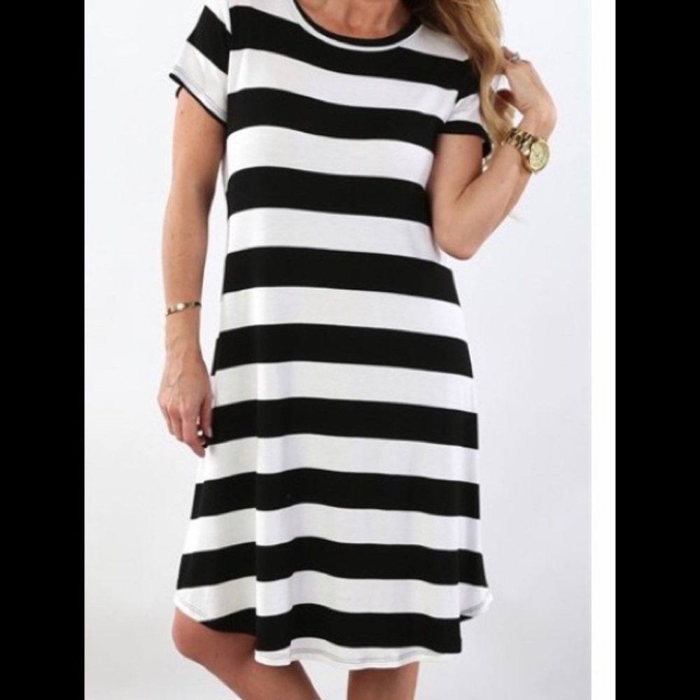 Black and white stripe dress