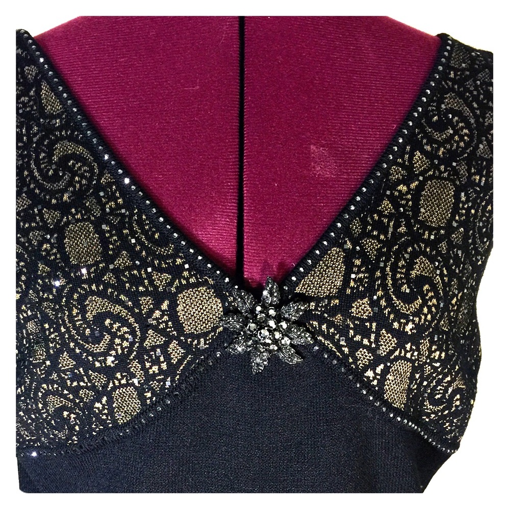 St. John Knit Black Sequin Top.