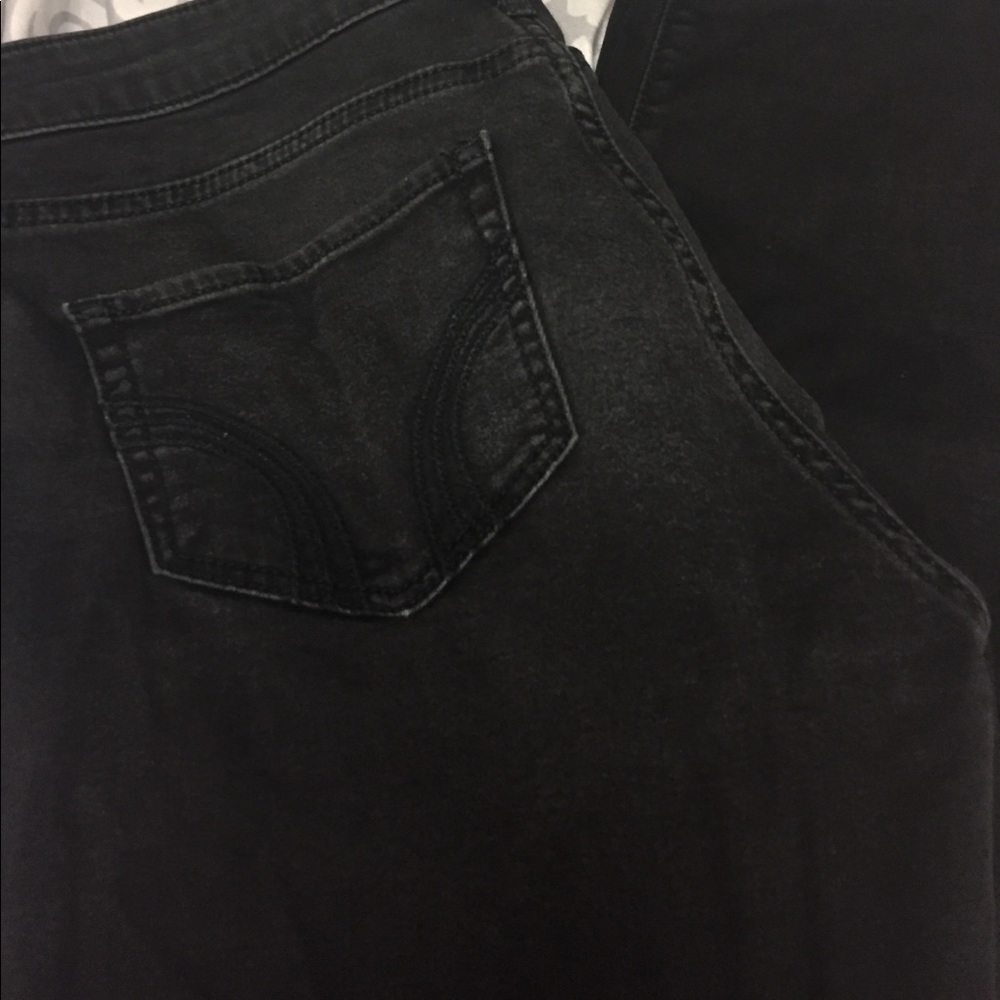 Black Faded Wash Denim Jean Leggings