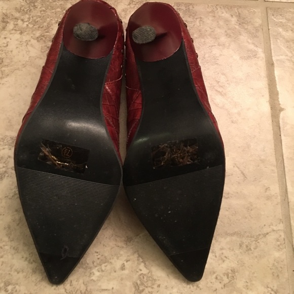 Unique Red Wine Colored High Heels - Picture 3 of 4