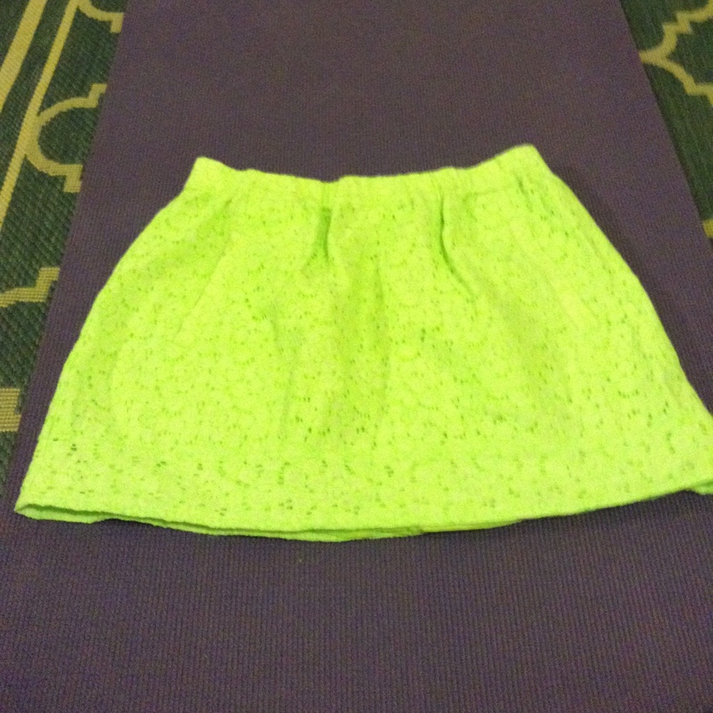 *SOLD* J. Crew neon yellow/green eyelet mini skirt