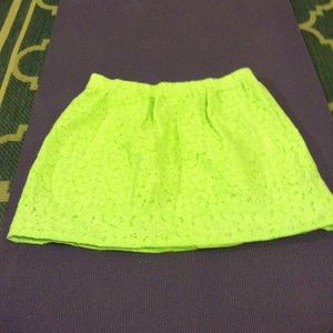 *SOLD* J. Crew neon yellow/green eyelet mini skirt