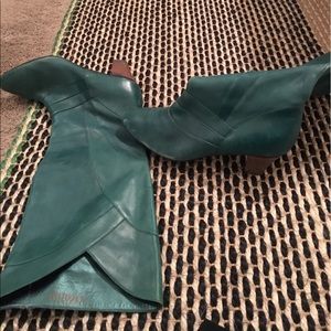 Turquoise knee high cowboy style boots