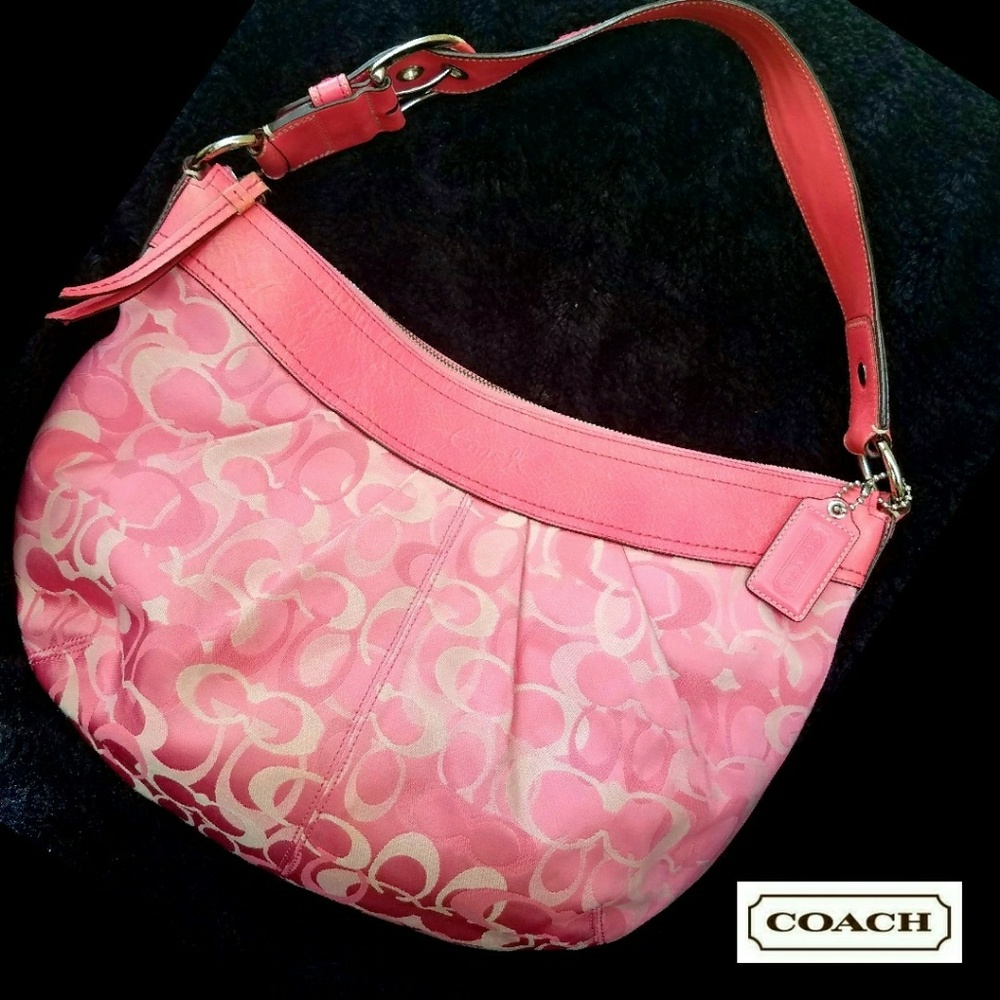 HUGE Coach Handbag pink Logo Optic SOHO HOBO tote