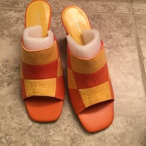 BRAND NEW Orange and yellow summer heels!!