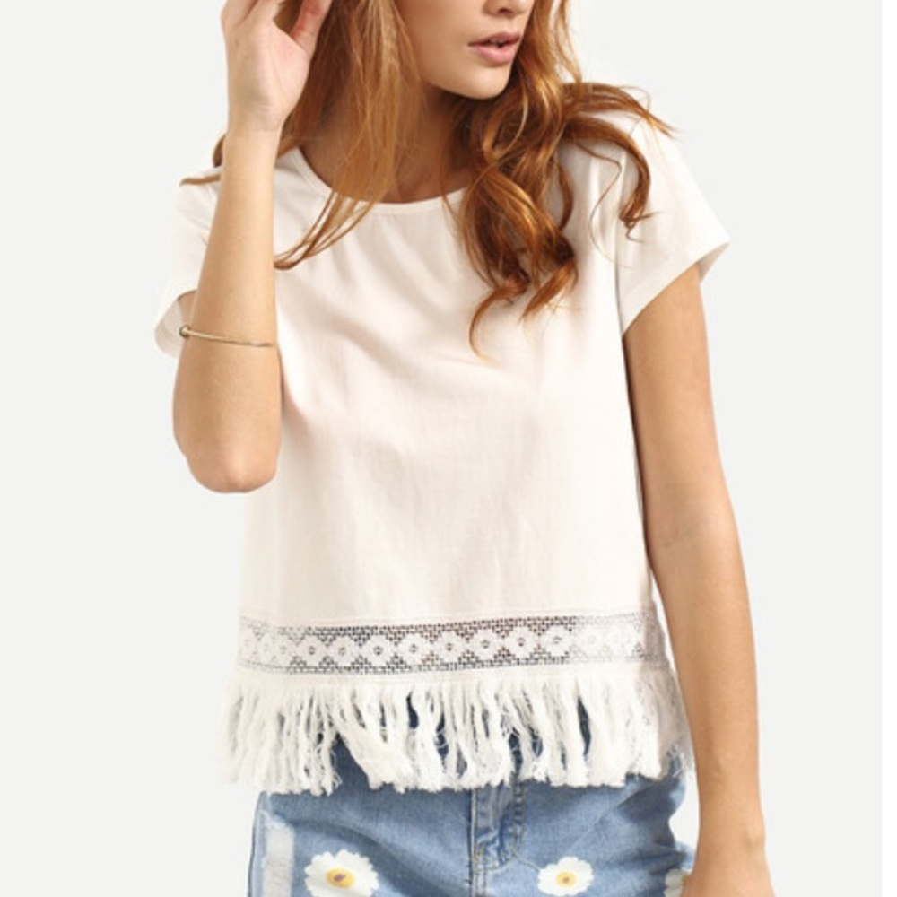White fringe blouse