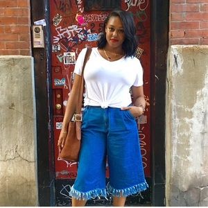 Zara Frayed Denim Trousers