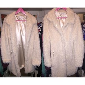 Calvin Klein White Faux Fur Coat