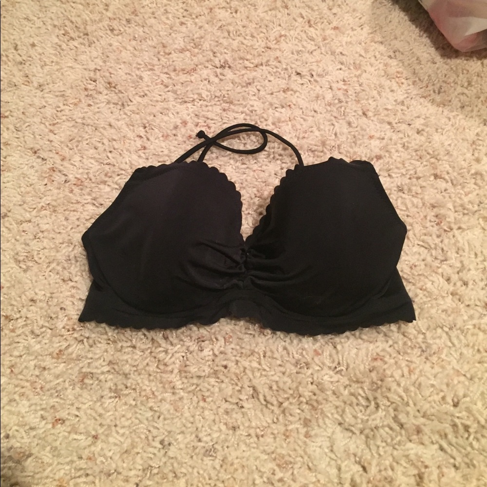 Black scalloped edge bikini top