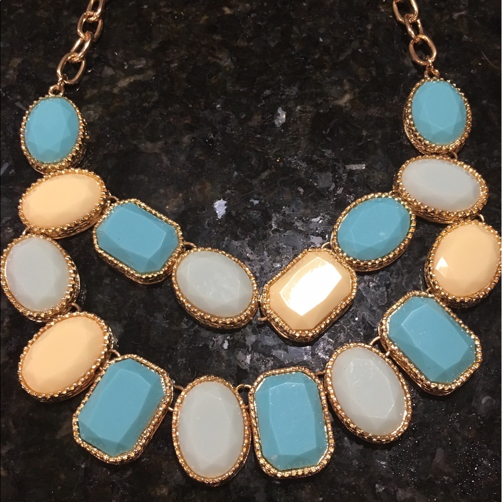 Gorgeous statement piece w/blue,yellow & grey gems