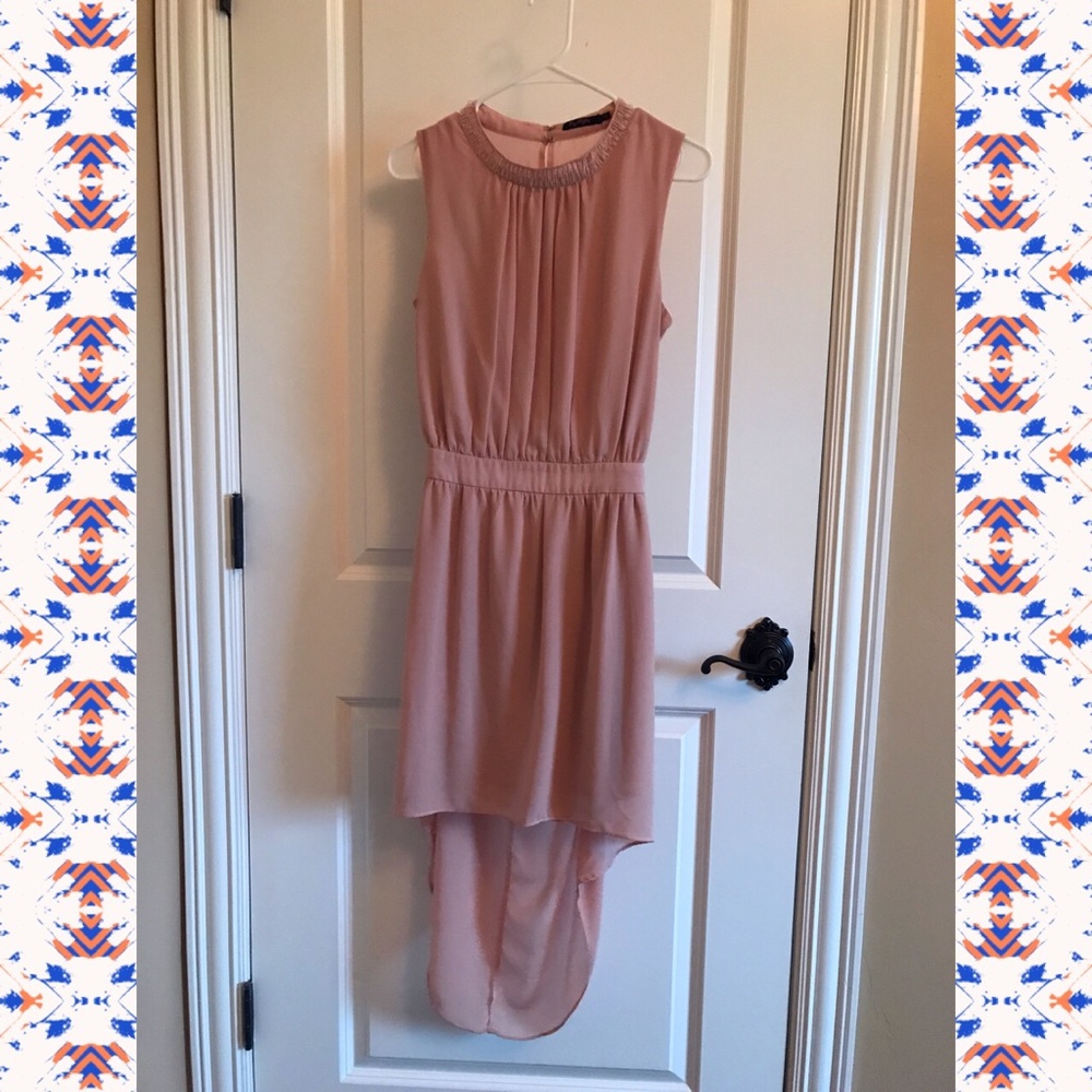 OPEN BACK! High-low dusty rose dress