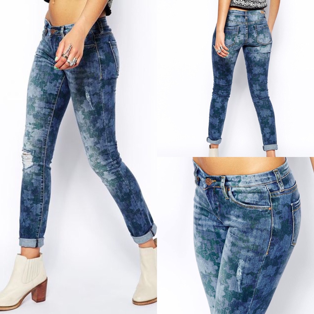 Faded Floral Skinny Jeans
