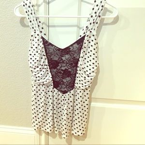 Polka dot lace tank