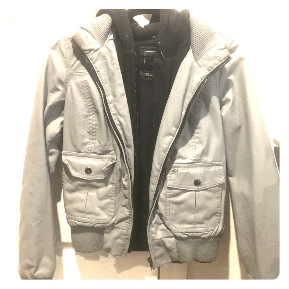 Grey/Black Obey Leather Jacket