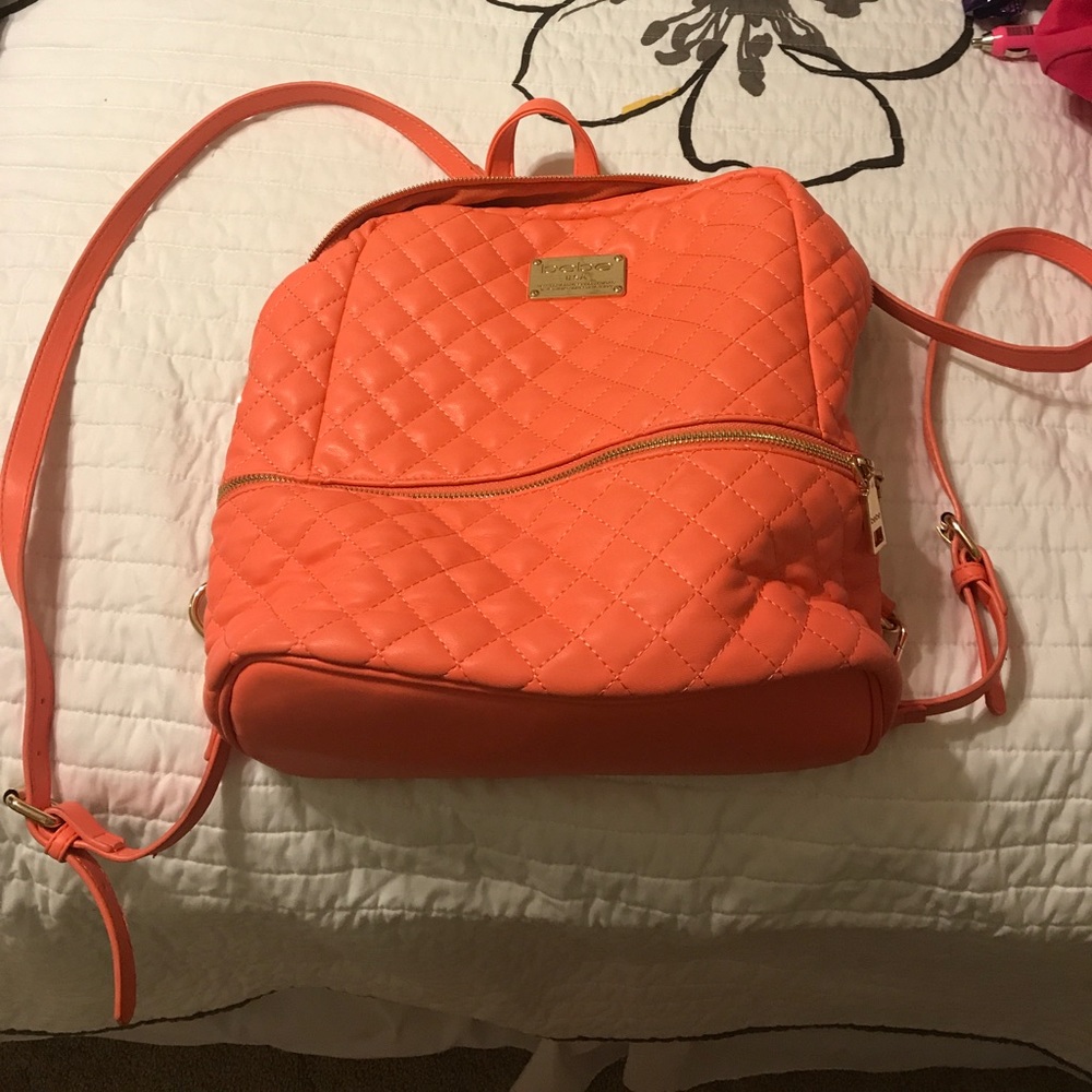 Bebe coral quilted backpack