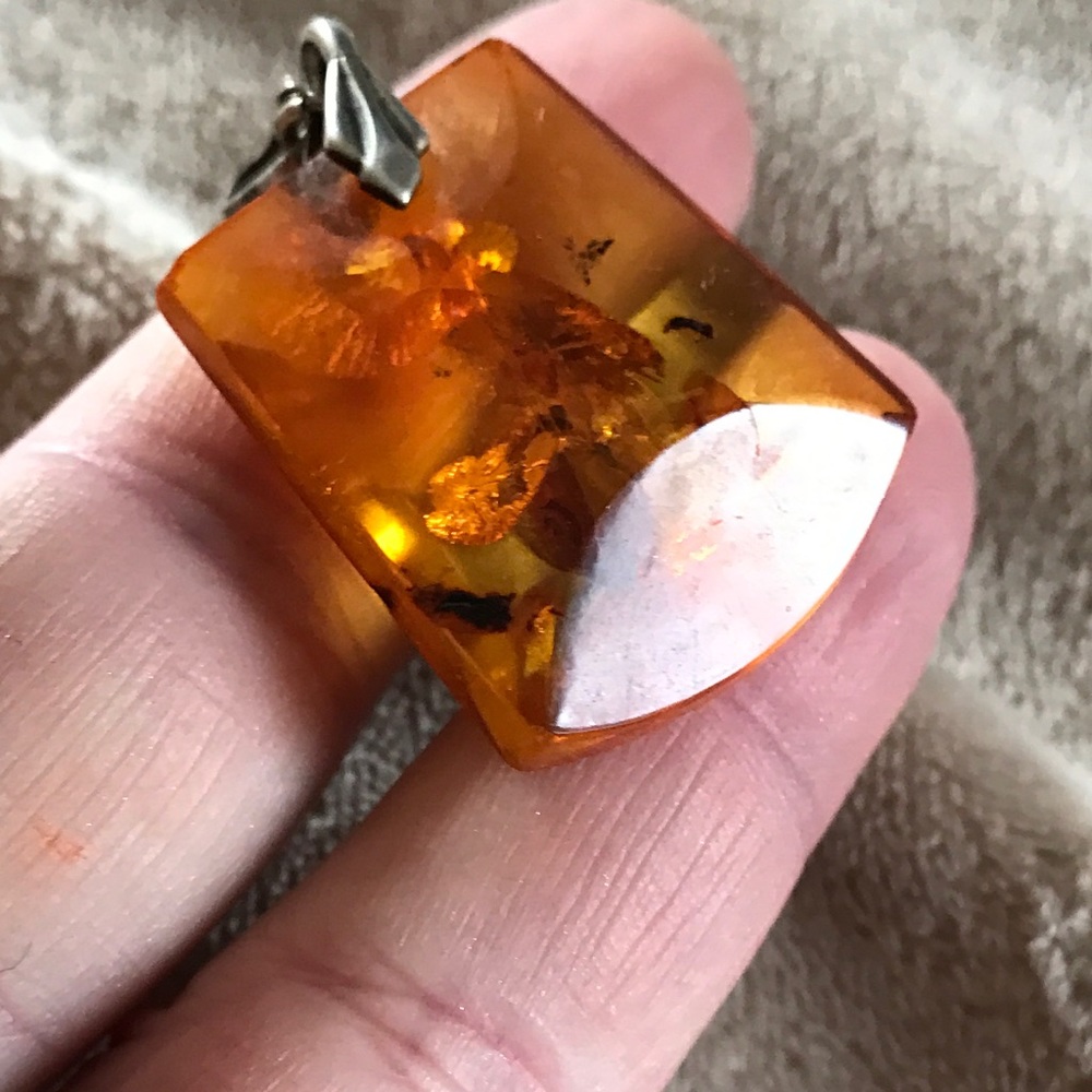 Incredible Vintage Amber Pendant w Bugs Within