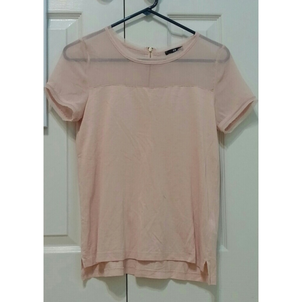 H&M short sleeve dusty rose pink unique top CHEAP