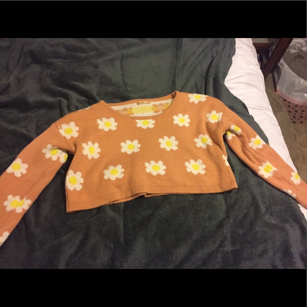 Daisy print cropped sweater