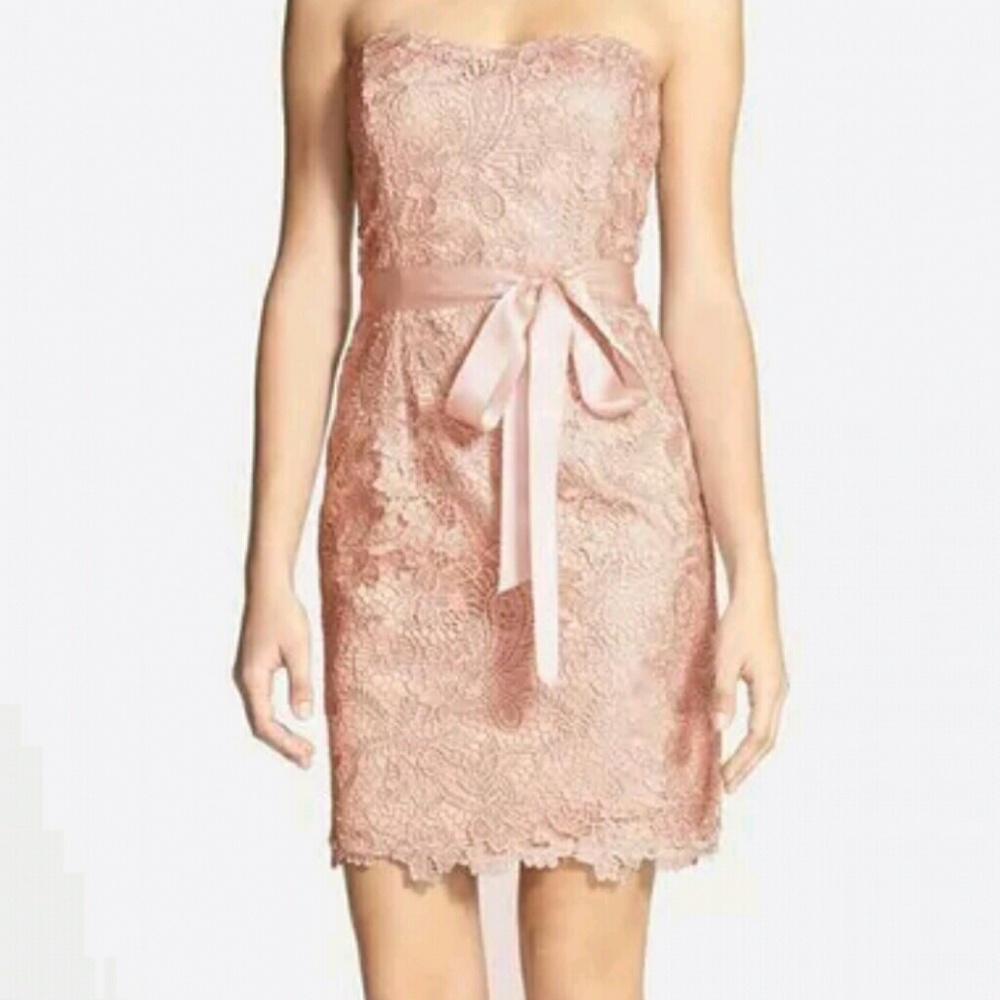 Adrianna Papell Lace Evening Dress | Champagne - Picture 1 of 5