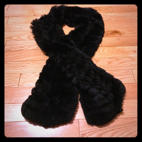 black rabbit fur scarf