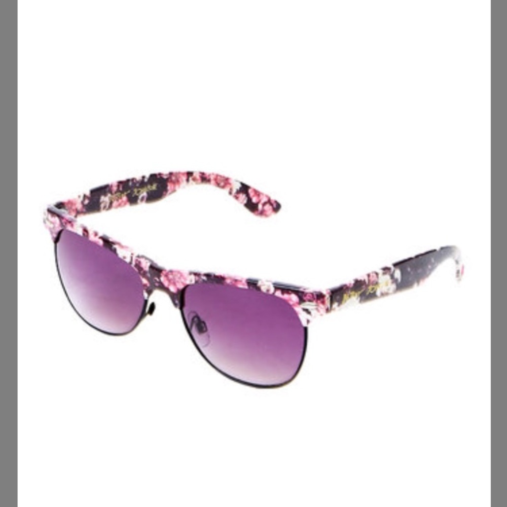 Betsey Johnson Black Floral Classic Sunglasses