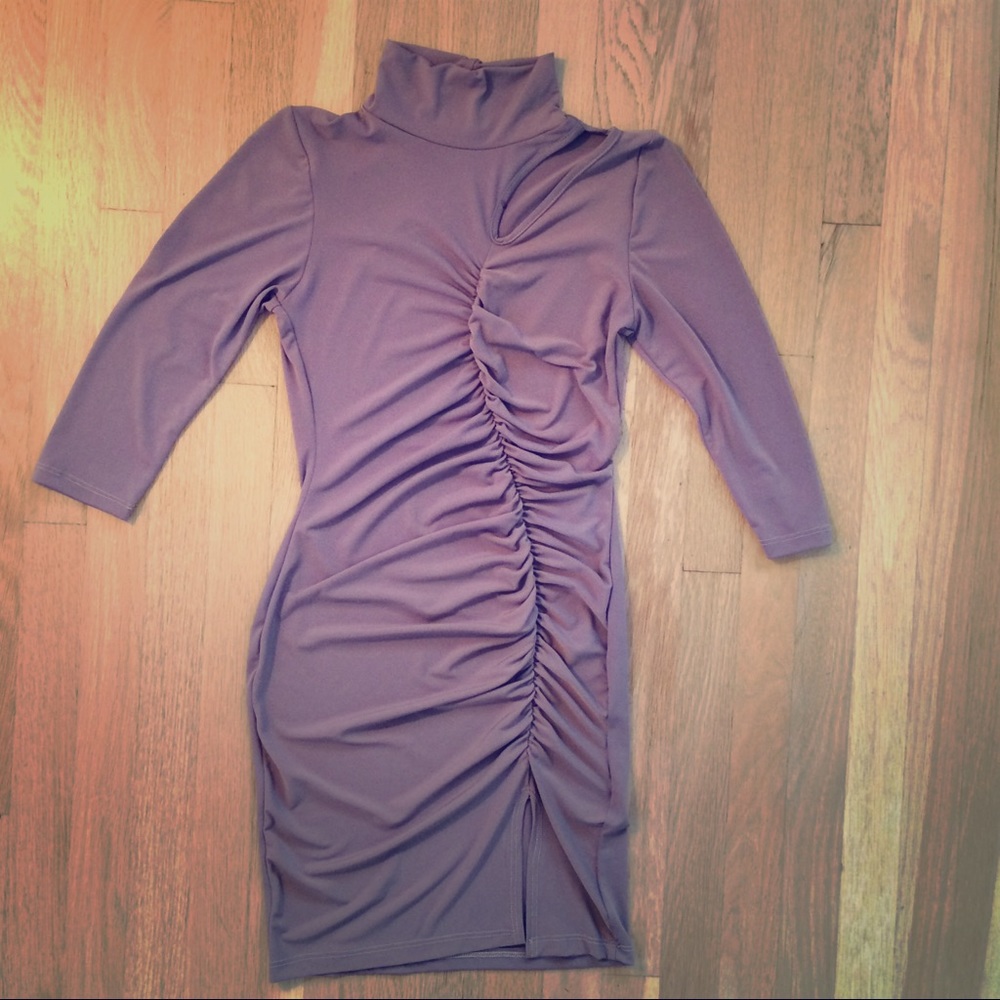 Taupe Futuristic Ruched Bodycon
