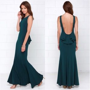 Lulu's Flare Dark Green Maxi Dress