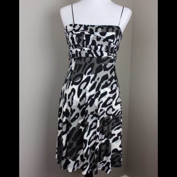 Cache Dresses & Skirts - Cache Black White Leopard Print Party Dress