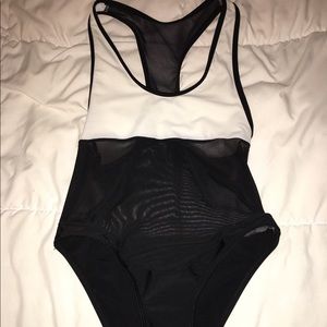 🖤 Black and White one piece sheer swim suit 🖤