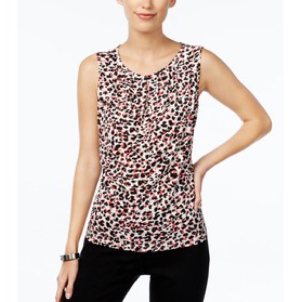 Tahari Authur Levine Leopard Print Tank