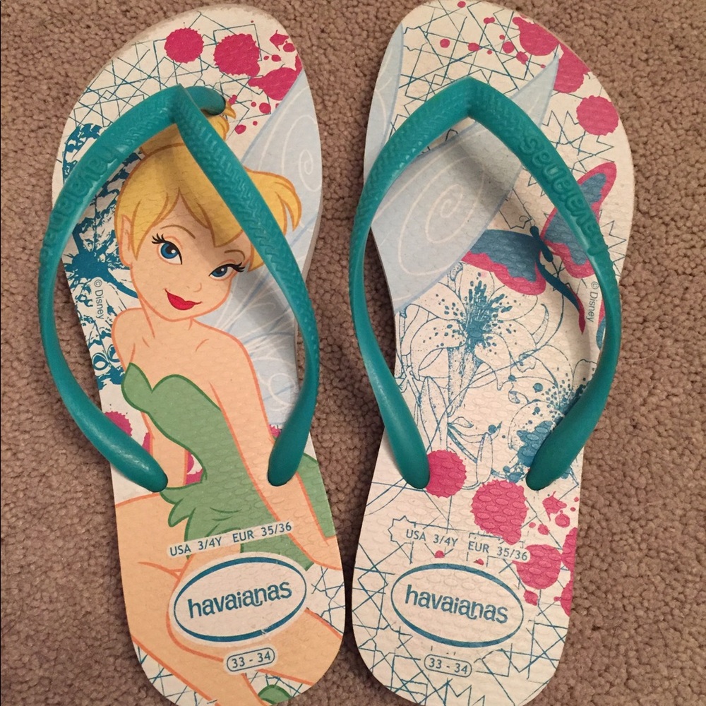 Havaianas Disney TinkerBell Sandals. Kids Size 3/4