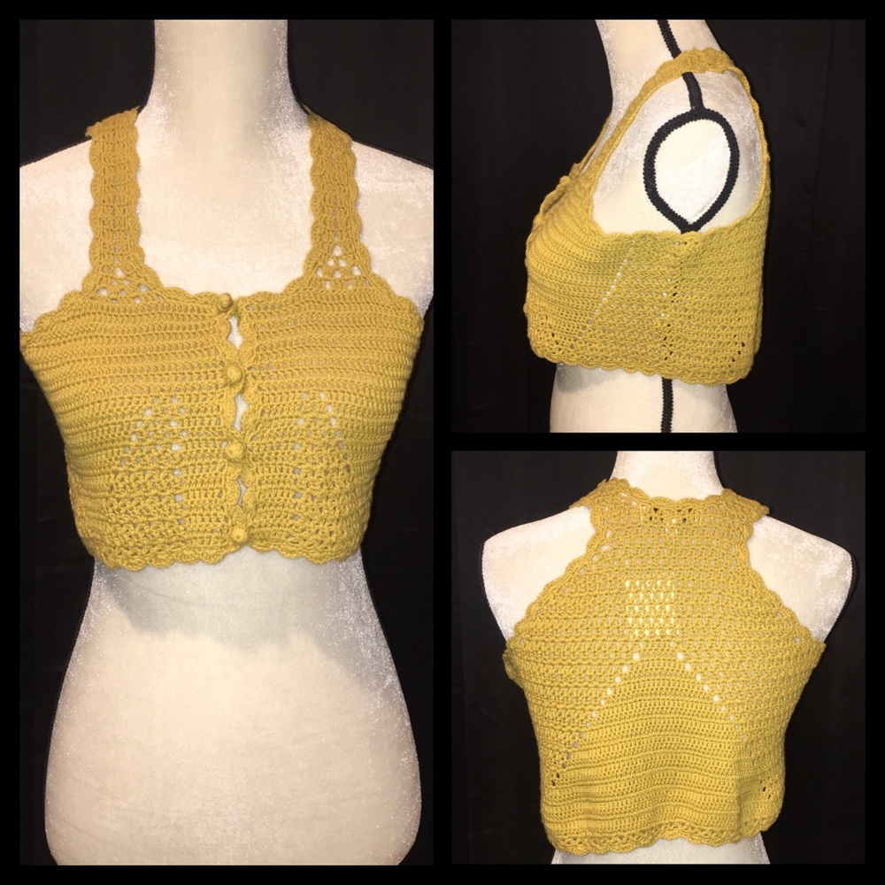 Brand new Beautiful Mustard crochet , Bralette top