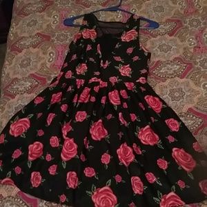 Black rose print dress