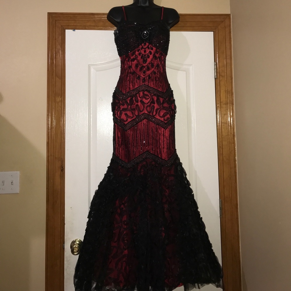 Wine and black dress