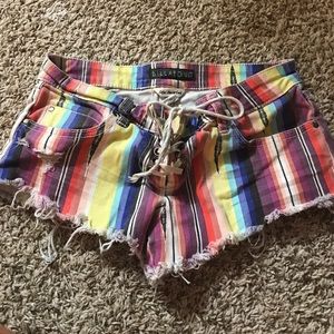 Multi color lace up billabong shorts