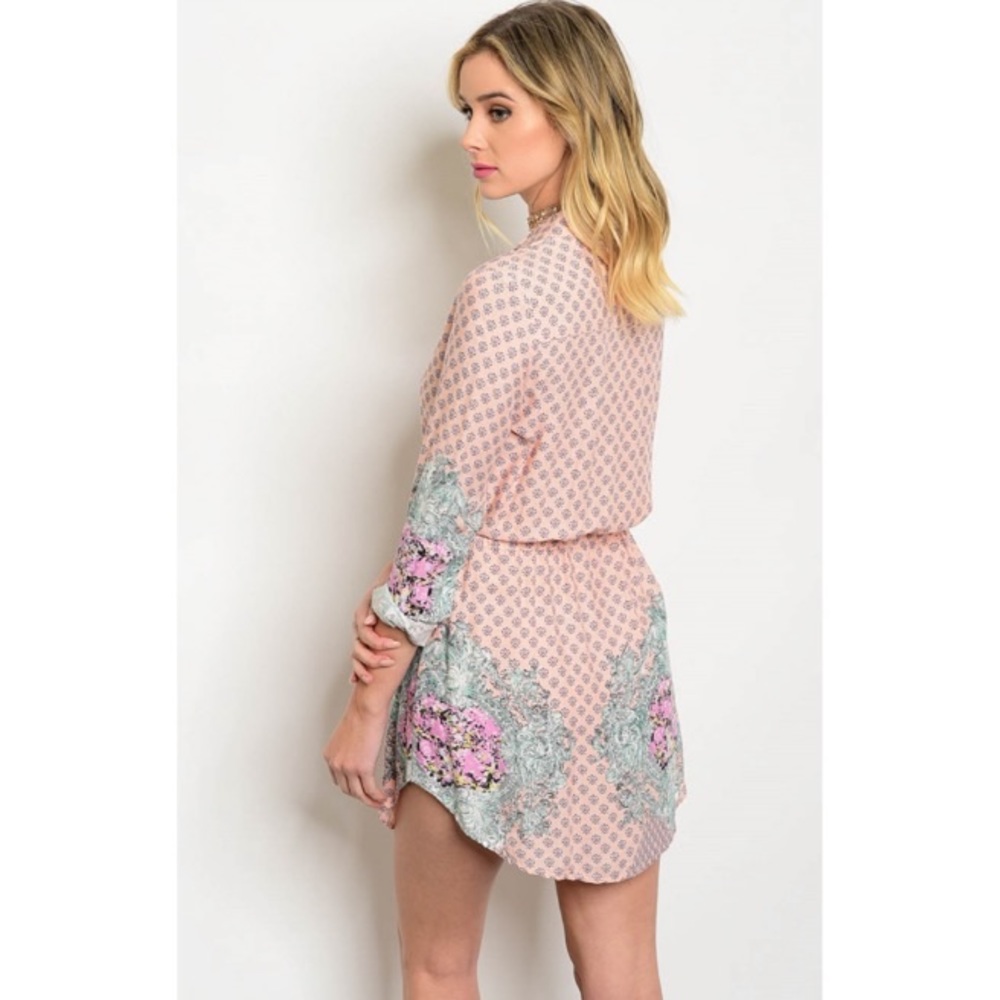 🎉CLEARANCE🎉Blush & Mint Floral Shirt Tunic Dress - Picture 2 of 5