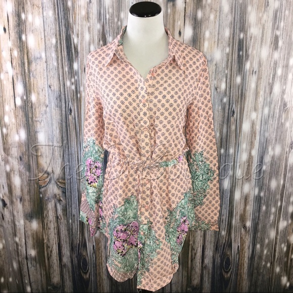 🎉CLEARANCE🎉Blush & Mint Floral Shirt Tunic Dress - Picture 3 of 5