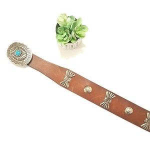 * LRL * Genuine Leather Concho Buckel Belt
