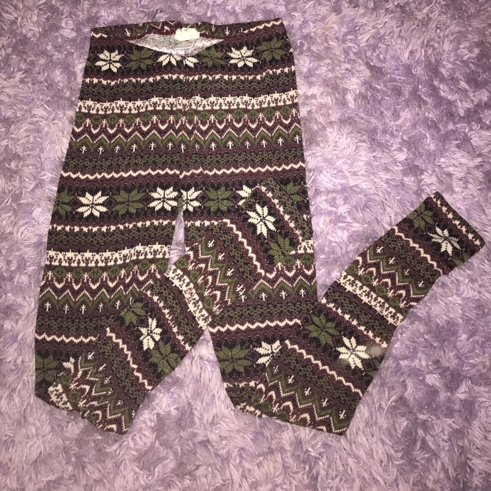 LA Hearts Patterned Leggings- Burgundy and Olive