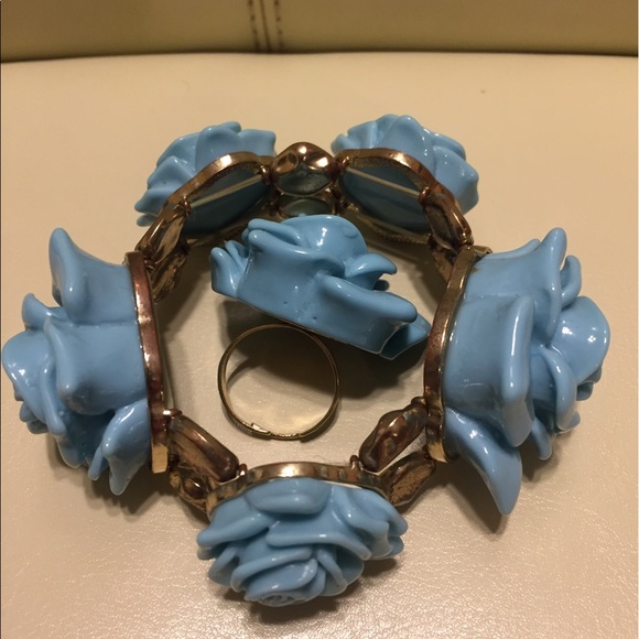 🎀TURQUOISE ROSETTE BRACELET & RING SET - Picture 1 of 3