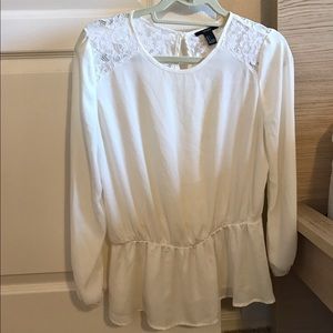 White lacy peplum Forever 21 top