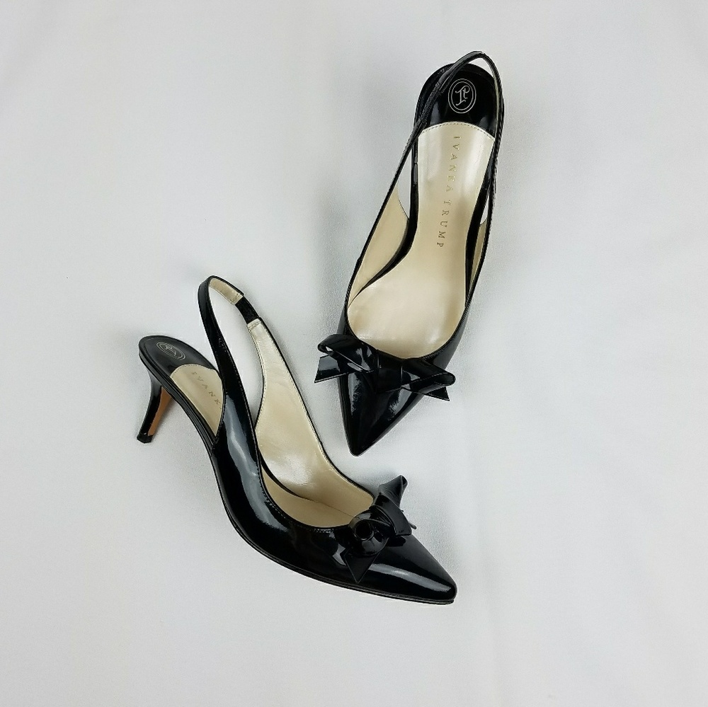 IVANKA TRUMP Black Patent Leather Slingback Heels