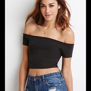 Forever 21 Black off the shoulder crop top