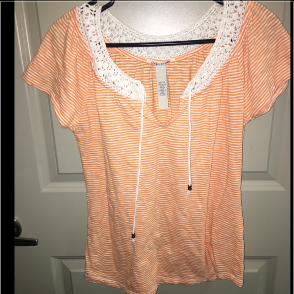 Lucky Brand orange and white casual top