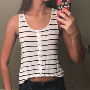 H&M divided striped white tank top