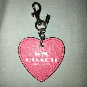 Coach leather heart fob