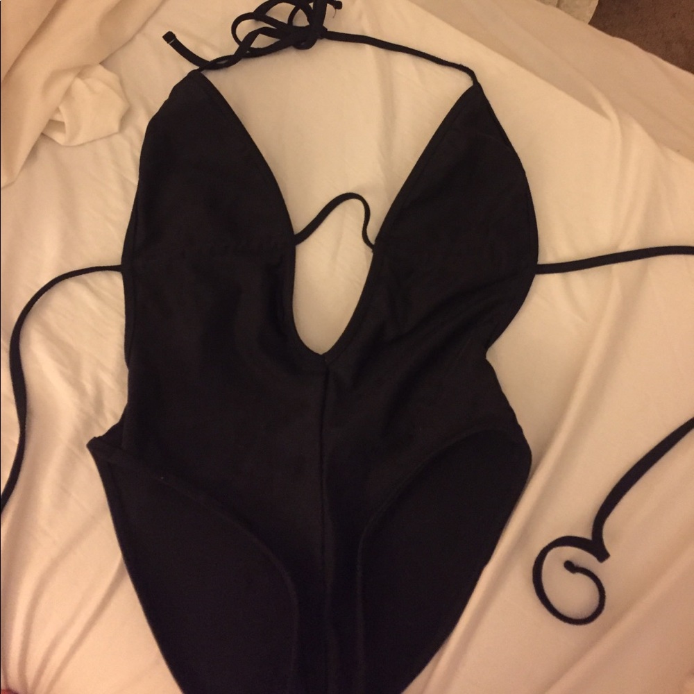 Black one piece swimsuit/body suit
