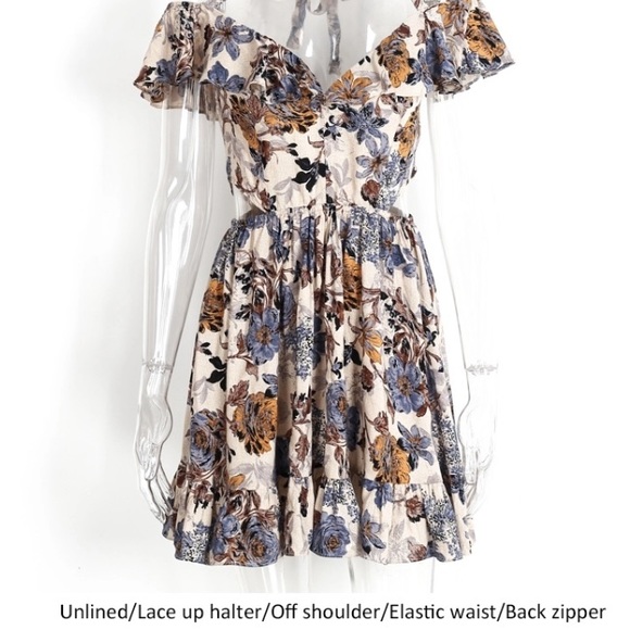 Beatiful Floral Cold Shoulder Open Side Dress - Picture 8 of 9