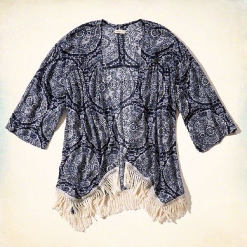 Blue Fringe Kimono